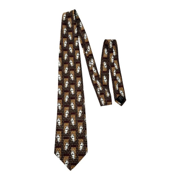 Vtg Coca-Cola Polar Bear Tie – Brown Geometric Pattern – Made in Korea - Picture 1 of 4